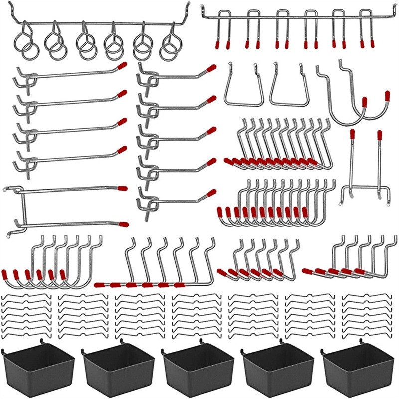 Workshop Tools On Wall - 114 Pcs Pegboard Hooks Set Metal