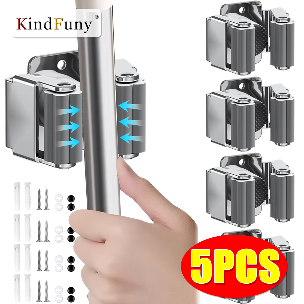 Workshop Tools On Wall - Stainless Steel Mop Clip Holder Wall