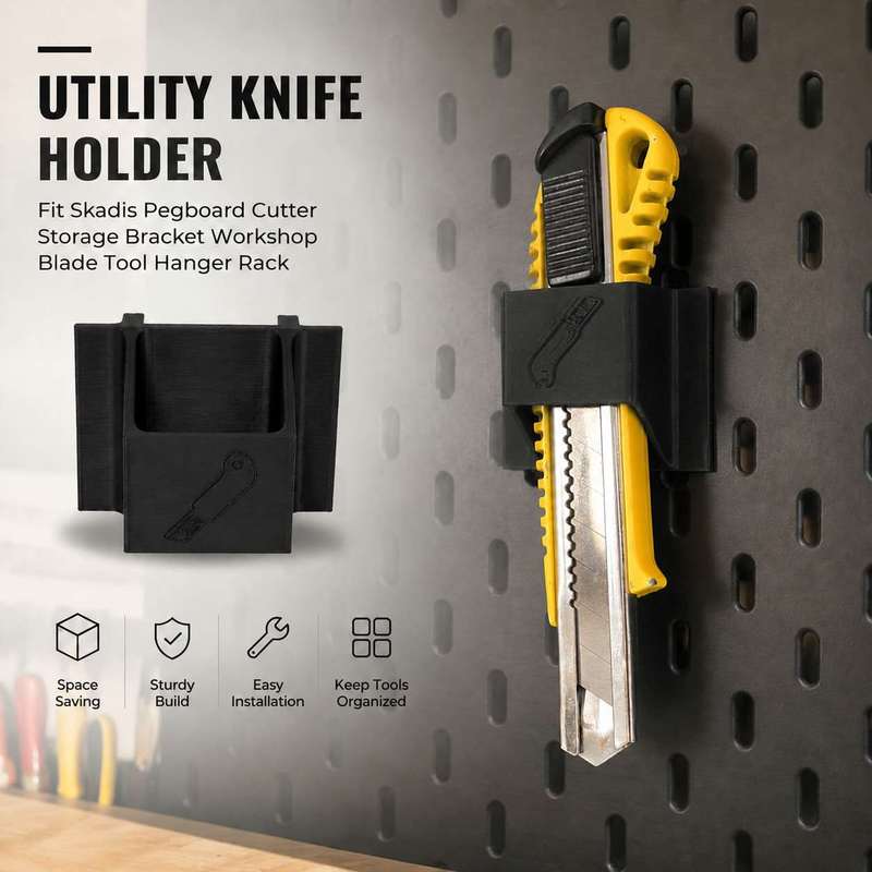 Workshop Tools Knife - Pegboard Cutter Mount Compatible Skadis Board