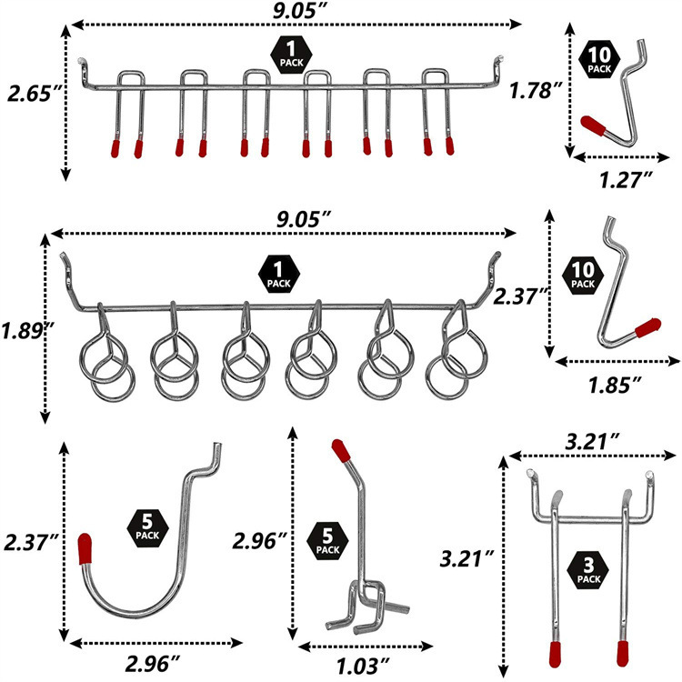 114 Pcs Pegboard Hooks Set Met - Workshop Tools On Wall ulasan dan harga