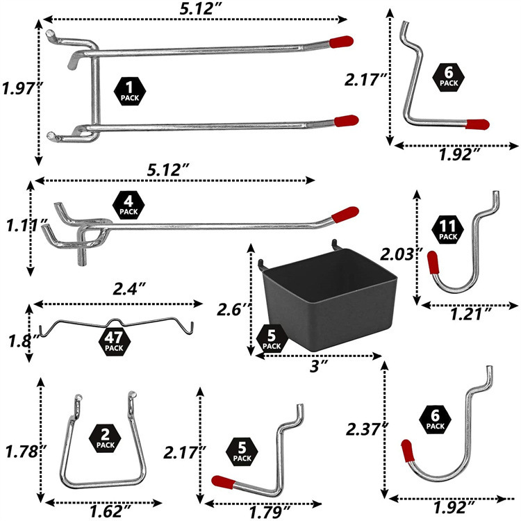 114 Pcs Pegboard Hooks Set Met - Workshop Tools On Wall ulasan dan harga