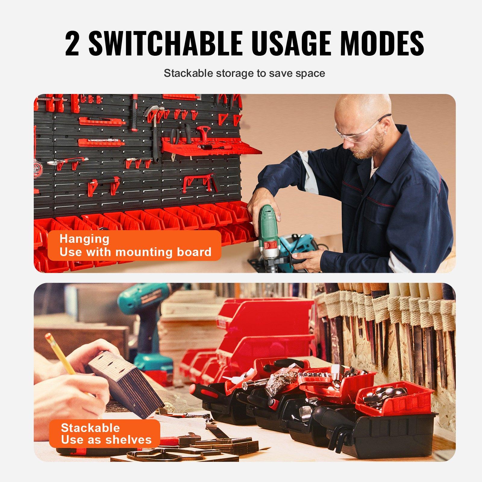 Wall Mounted 30-Bin Plastic Pa - Workshop Tools Shelf ulasan dan harga