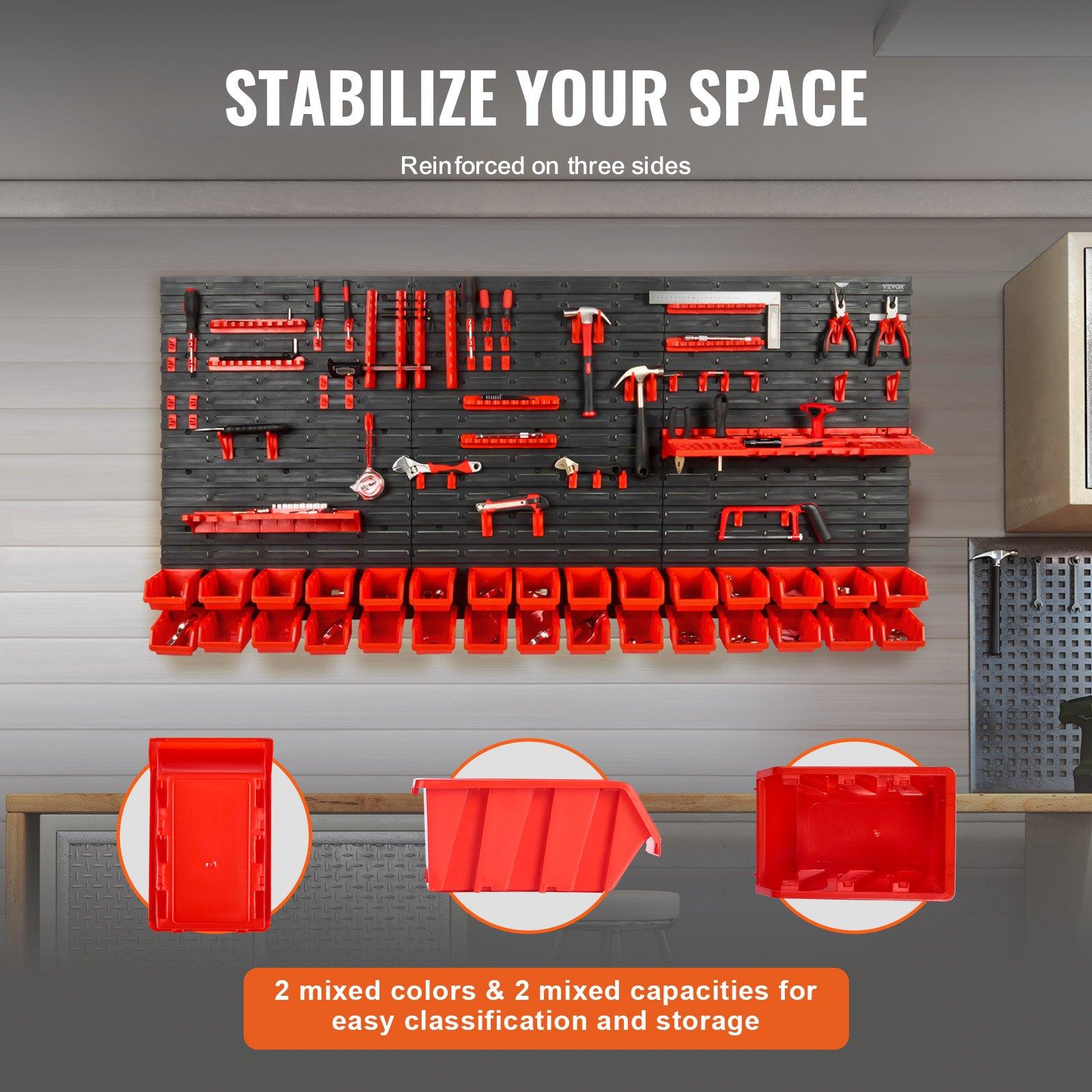 Wall Mounted 30-Bin Plastic Pa - Workshop Tools Shelf ulasan dan harga